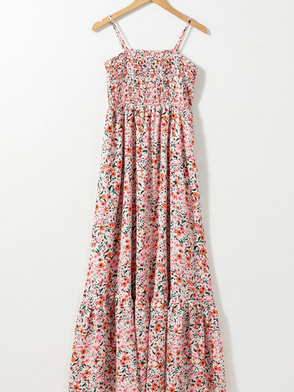 Bohemian Chic White Floral Maxi Dress with Ruffled Details