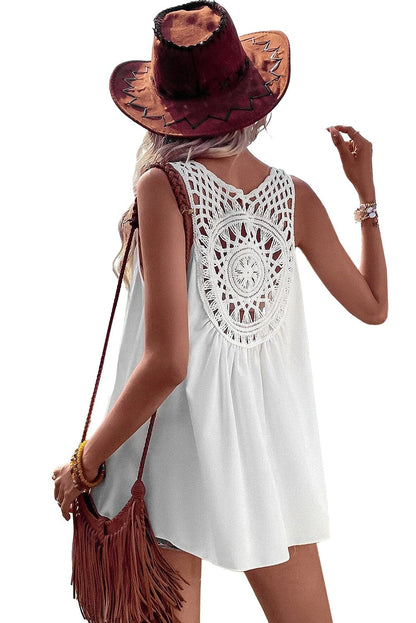 Bohemian Crochet Patchwork V-Neck Tunic Top