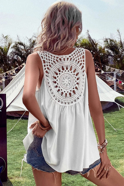 Bohemian Crochet Patchwork V-Neck Tunic Top