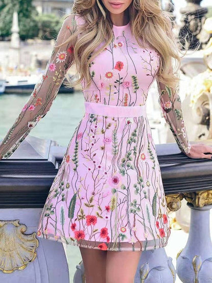 Bohemian Floral Long Sleeve Maxi Mini Dress