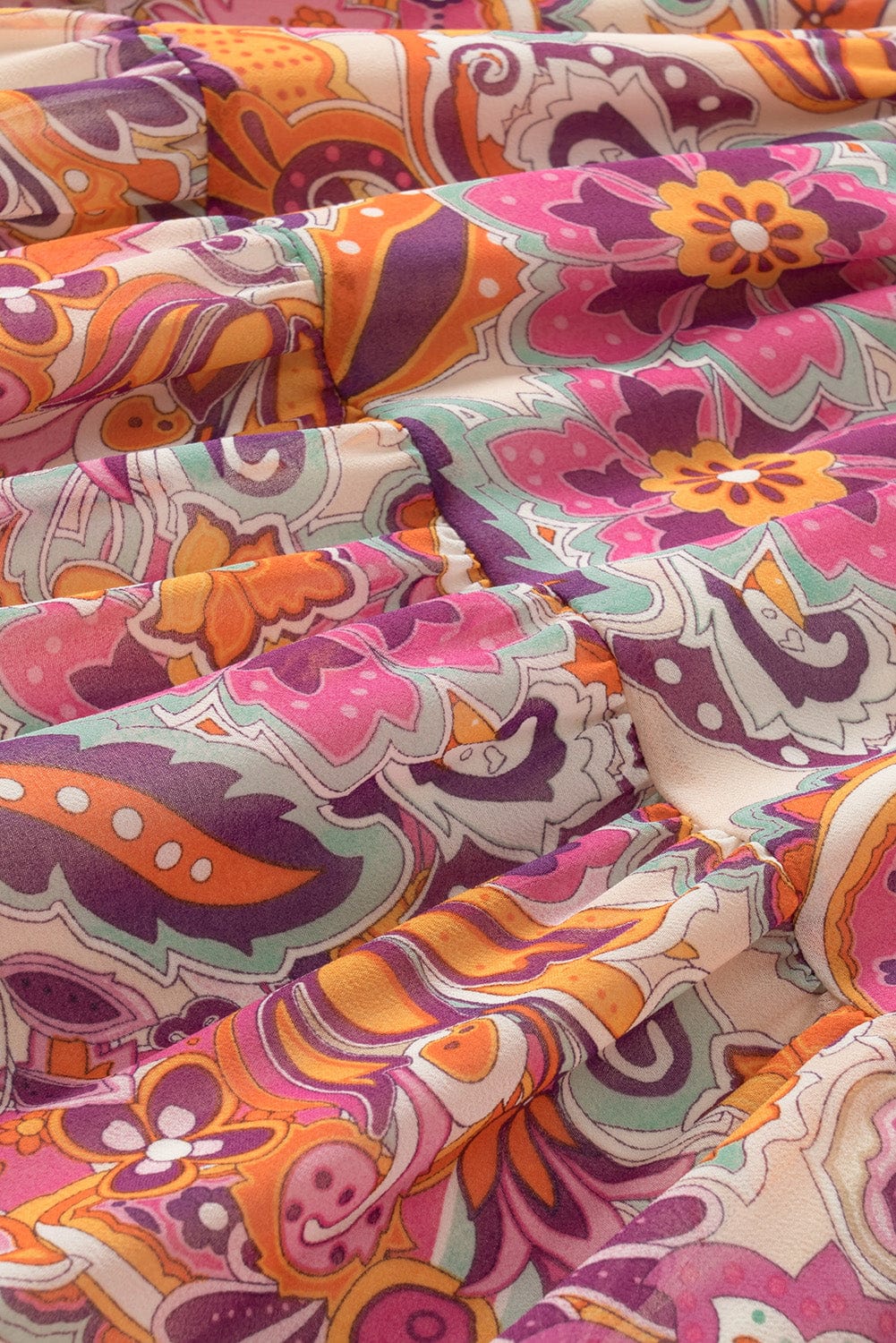 Bohemian Floral Smocked Mini Dress with Puff Sleeves