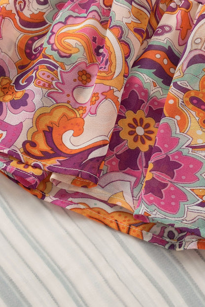 Bohemian Floral Smocked Mini Dress with Puff Sleeves