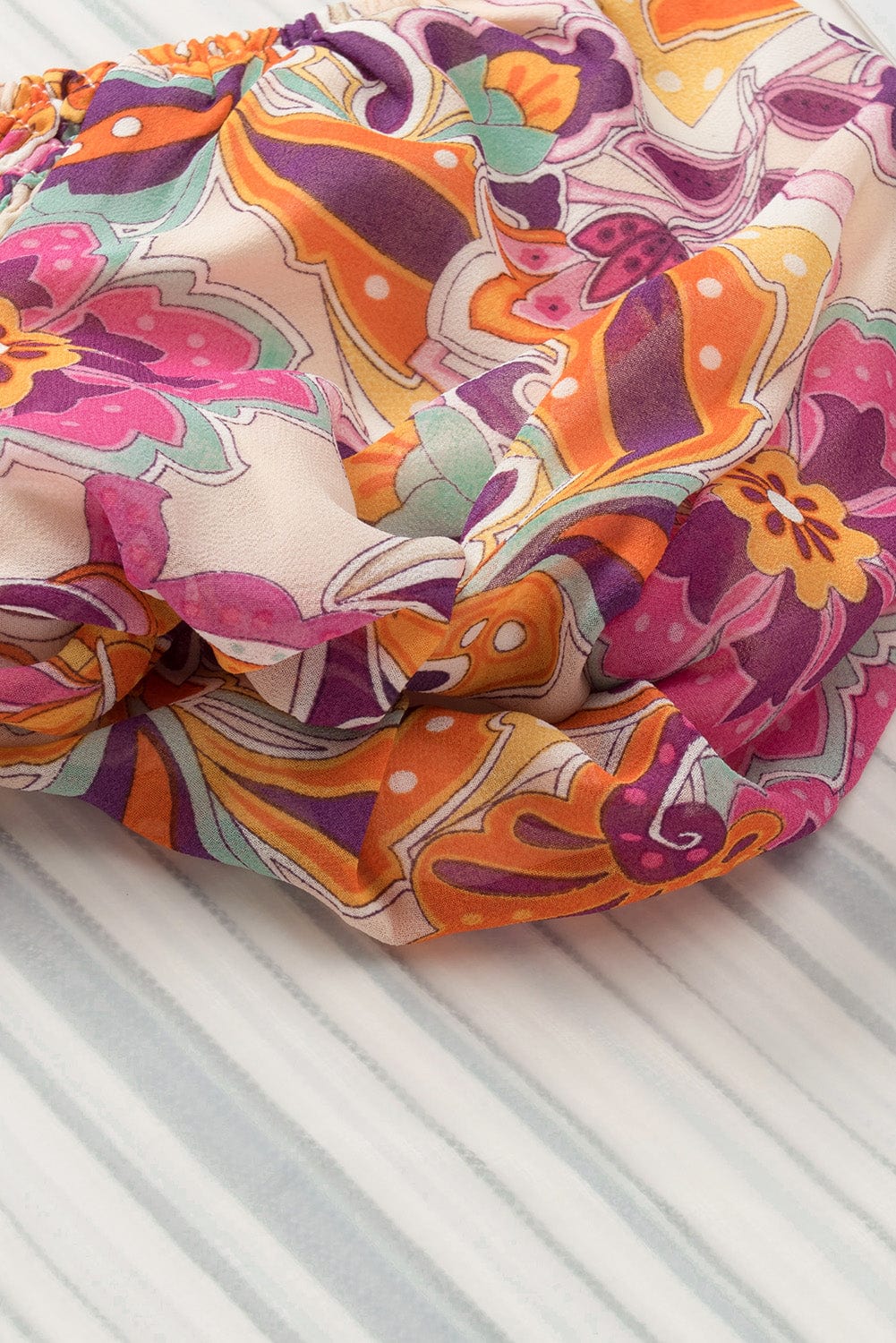 Bohemian Floral Smocked Mini Dress with Puff Sleeves