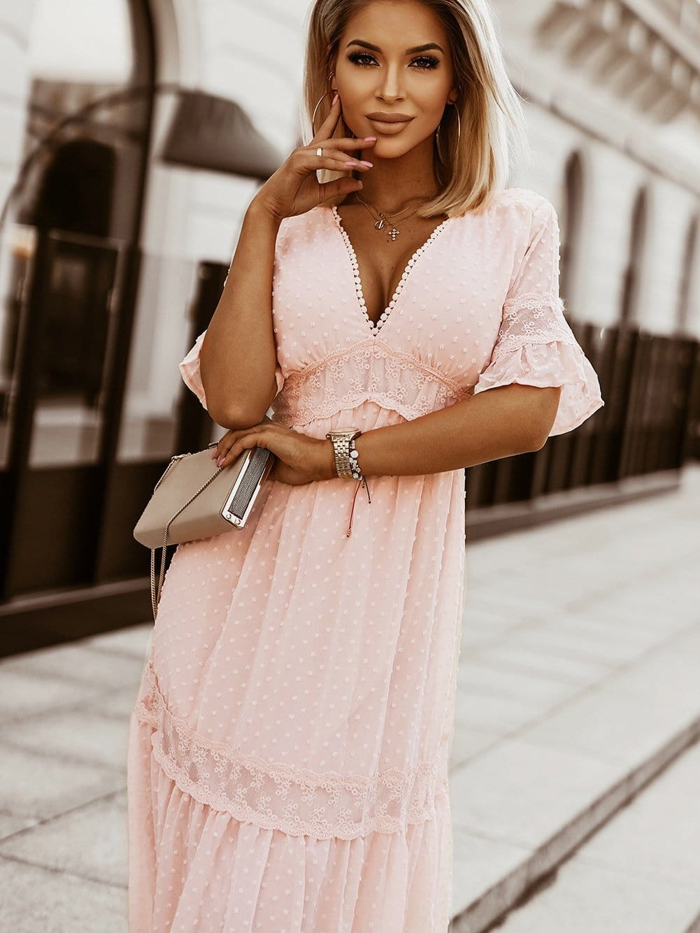 Bohemian Lace Insert Maxi Dress
