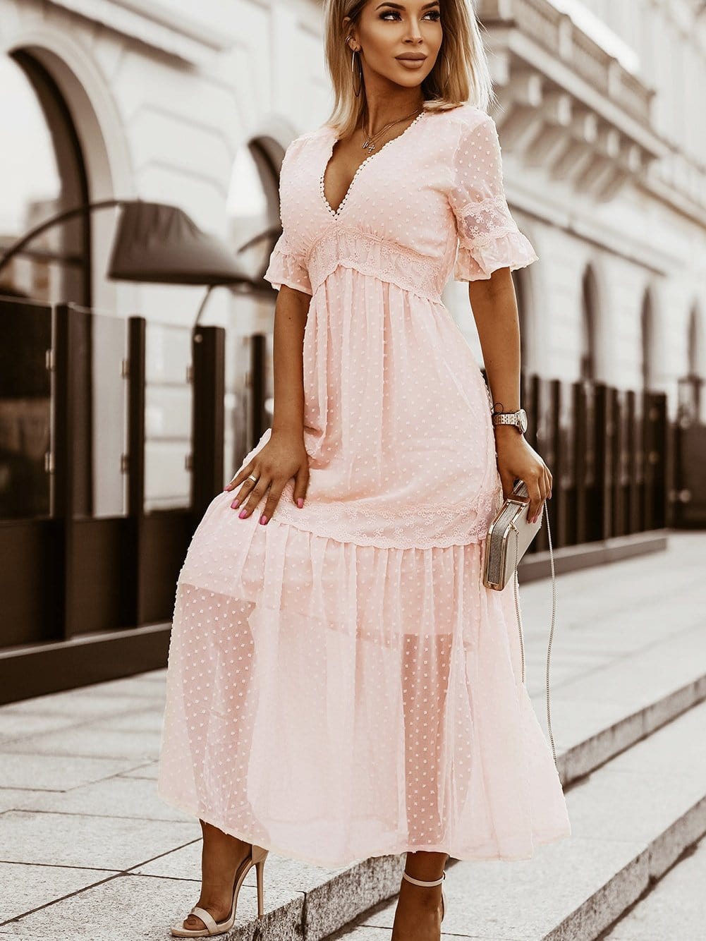 Bohemian Lace Insert Maxi Dress