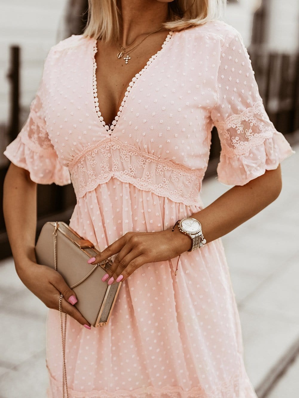 Bohemian Lace Insert Maxi Dress