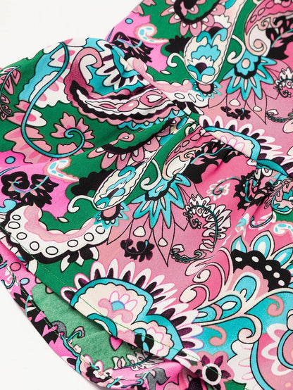 Bohemian Paisley Print Smocked Boho Dress