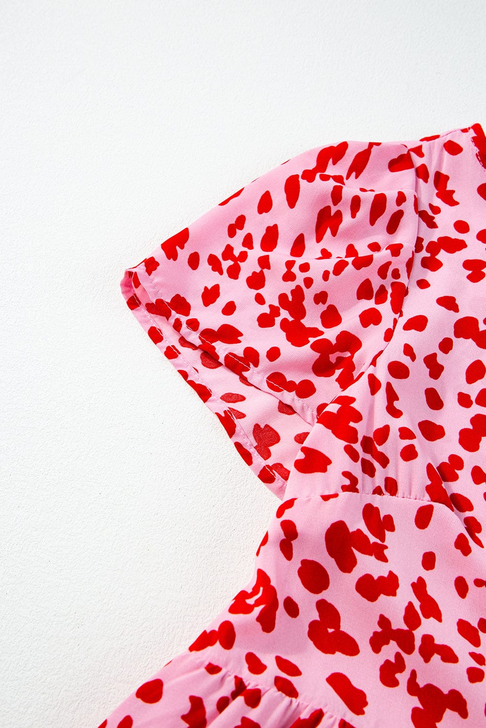 Bohemian Pink Flare Tiered Maxi Dress with Short Sleeves