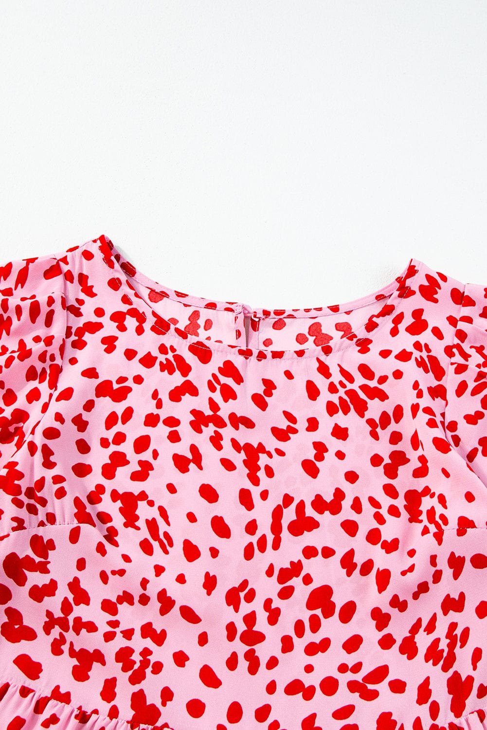 Bohemian Pink Flare Tiered Maxi Dress with Short Sleeves