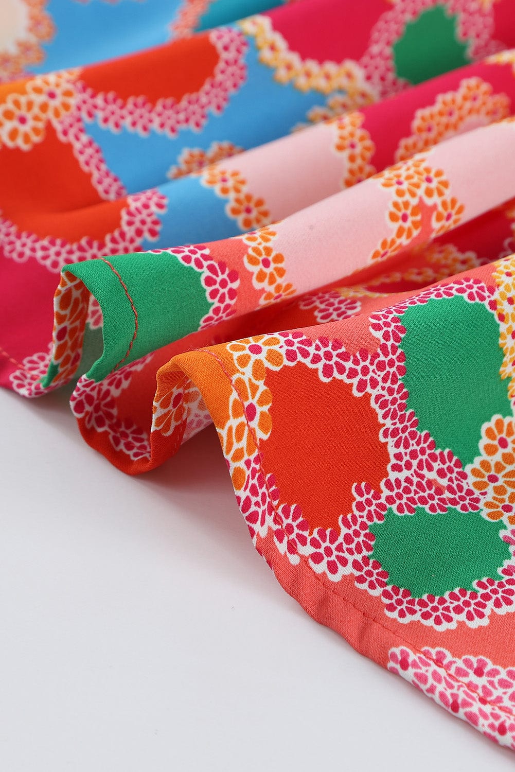 Bohemian Pink Floral Print Puff Sleeve Peplum Blouse