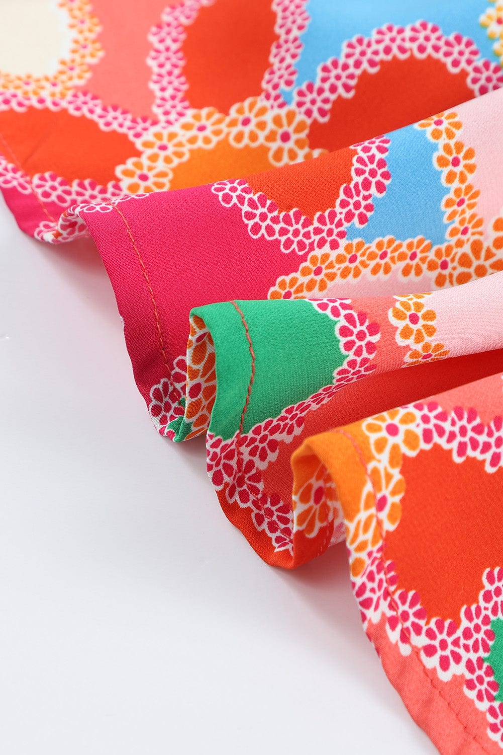 Bohemian Pink Floral Print Puff Sleeve Peplum Blouse