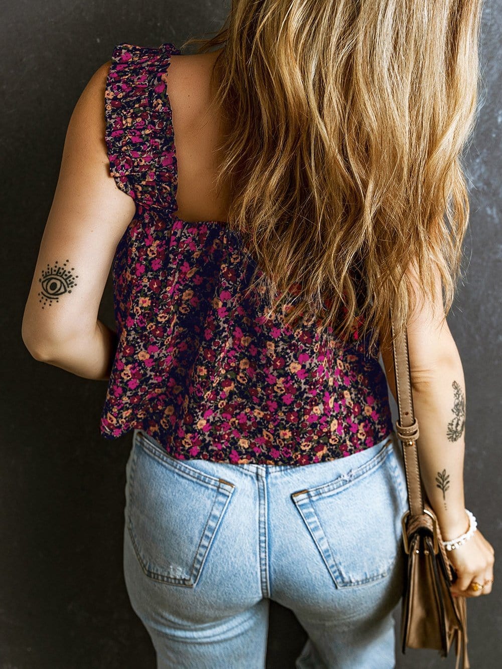 Bohemian Rose Frilled Floral Tank Top