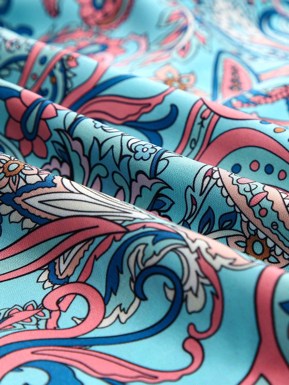 Bohemian Sky Blue Paisley Ruffle Maxi Dress with Mediterranean Vibes