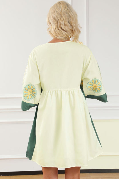 Bohemian Vibe Multicolour Kimono Dress with Floral Print