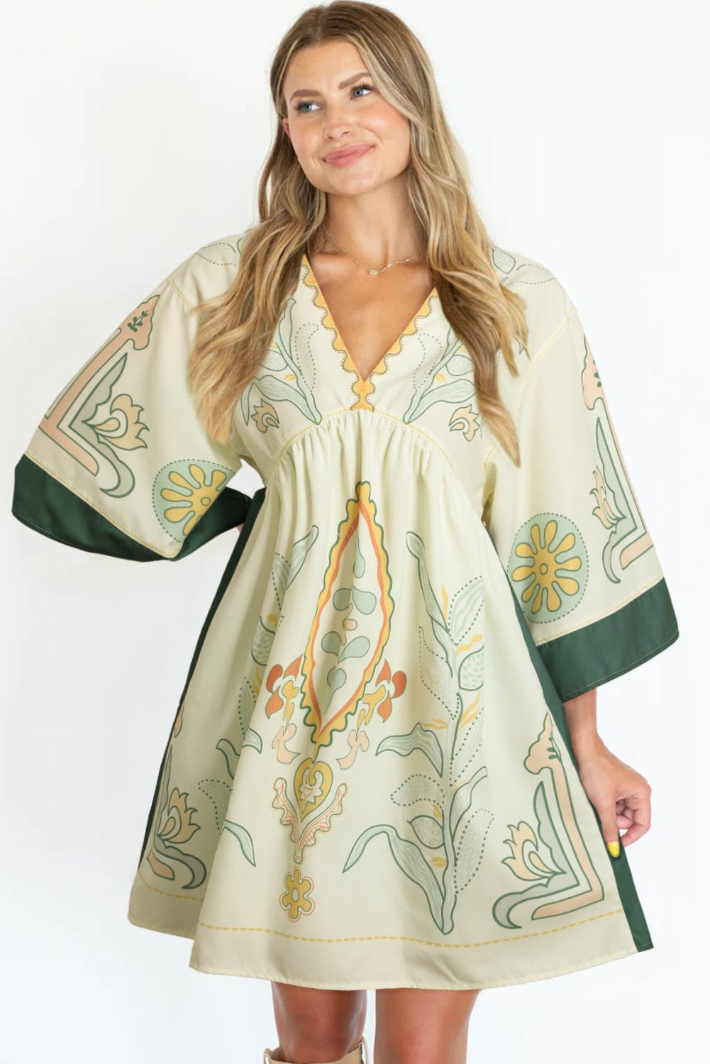 Bohemian Vibe Multicolour Kimono Dress with Floral Print