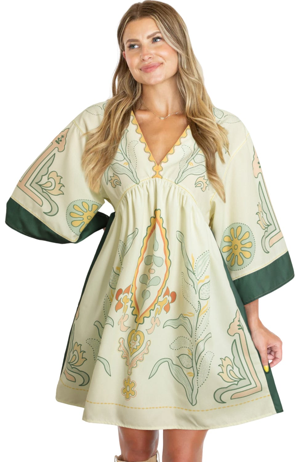 Bohemian Vibe Multicolour Kimono Dress with Floral Print