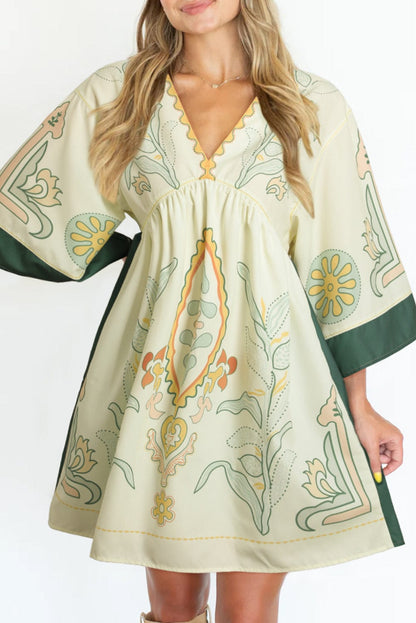Bohemian Vibe Multicolour Kimono Dress with Floral Print