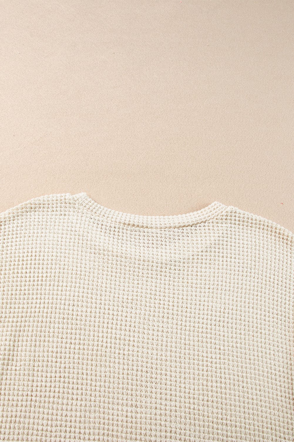 Boho Chic Beige Waffle Knit Fringed Two-Piece Set