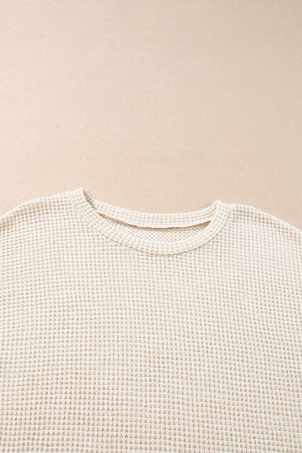 Boho Chic Beige Waffle Knit Fringed Two-Piece Set