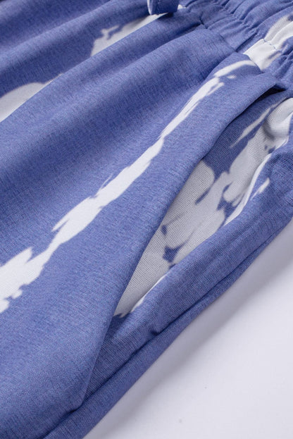 Boho-Chic Blue Tie Dye Drawstring Shorts