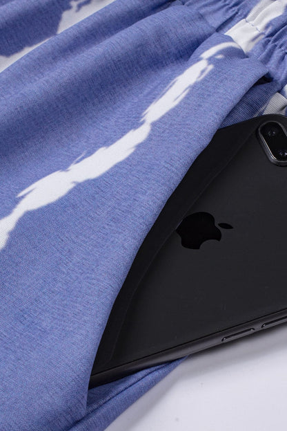 Boho-Chic Blue Tie Dye Drawstring Shorts