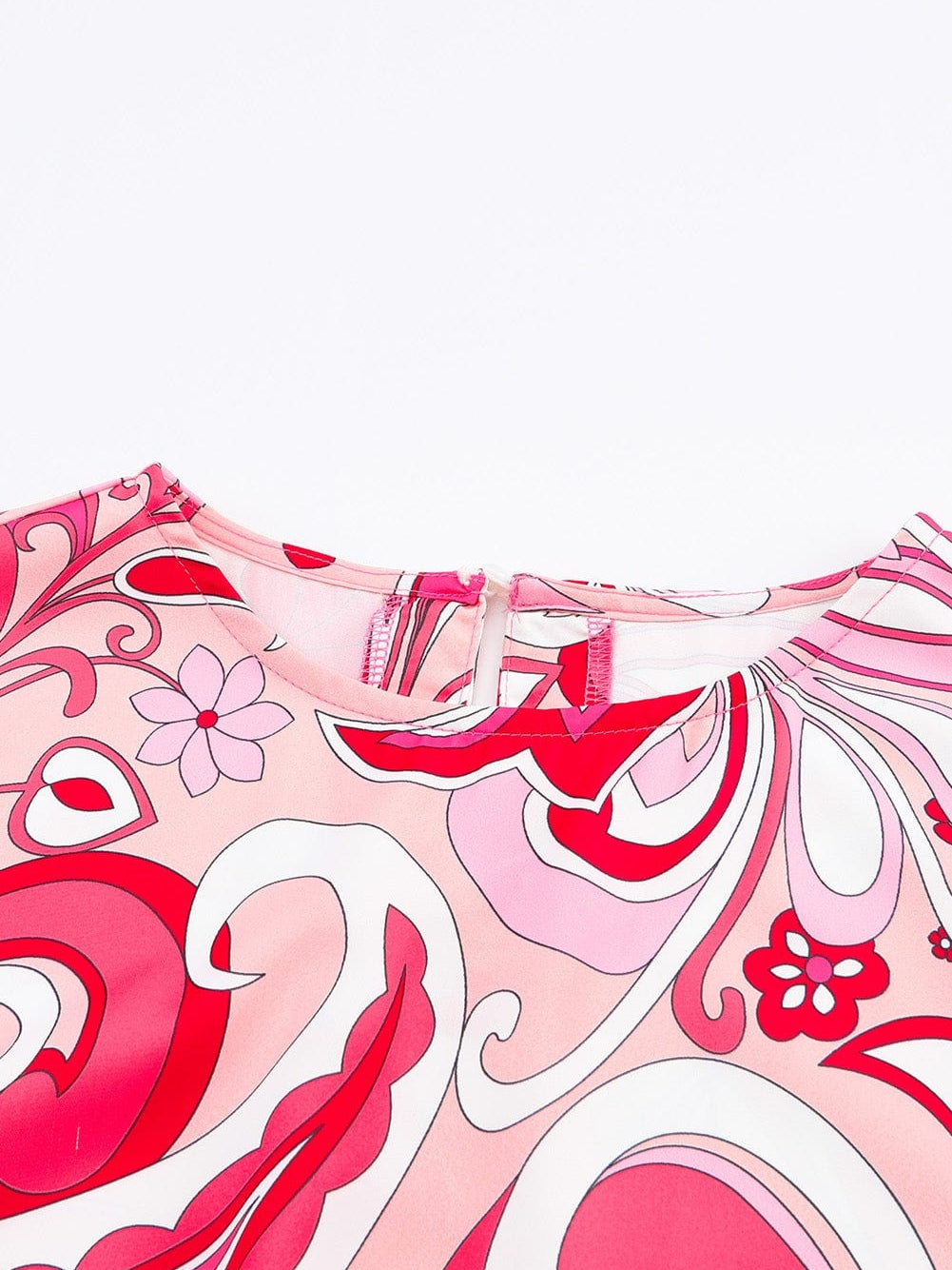 Boho Chic Keyhole Back Pink Paisley Mini Dress with Belt