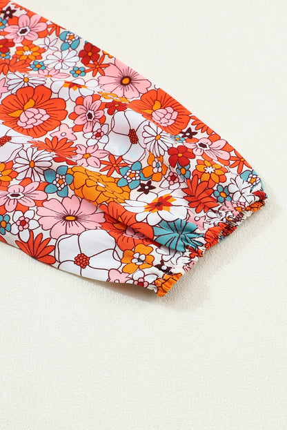 Boho Chic Multicolored Floral V-Neck Long Sleeve Dress