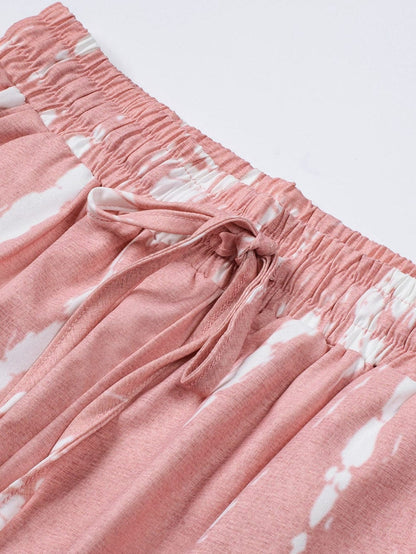 Boho Chic Pink Tie Dye Drawstring Summer Shorts