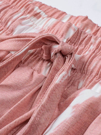 Boho Chic Pink Tie Dye Drawstring Summer Shorts