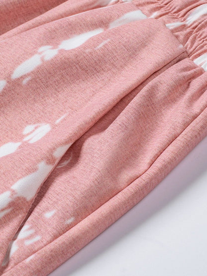 Boho Chic Pink Tie Dye Drawstring Summer Shorts