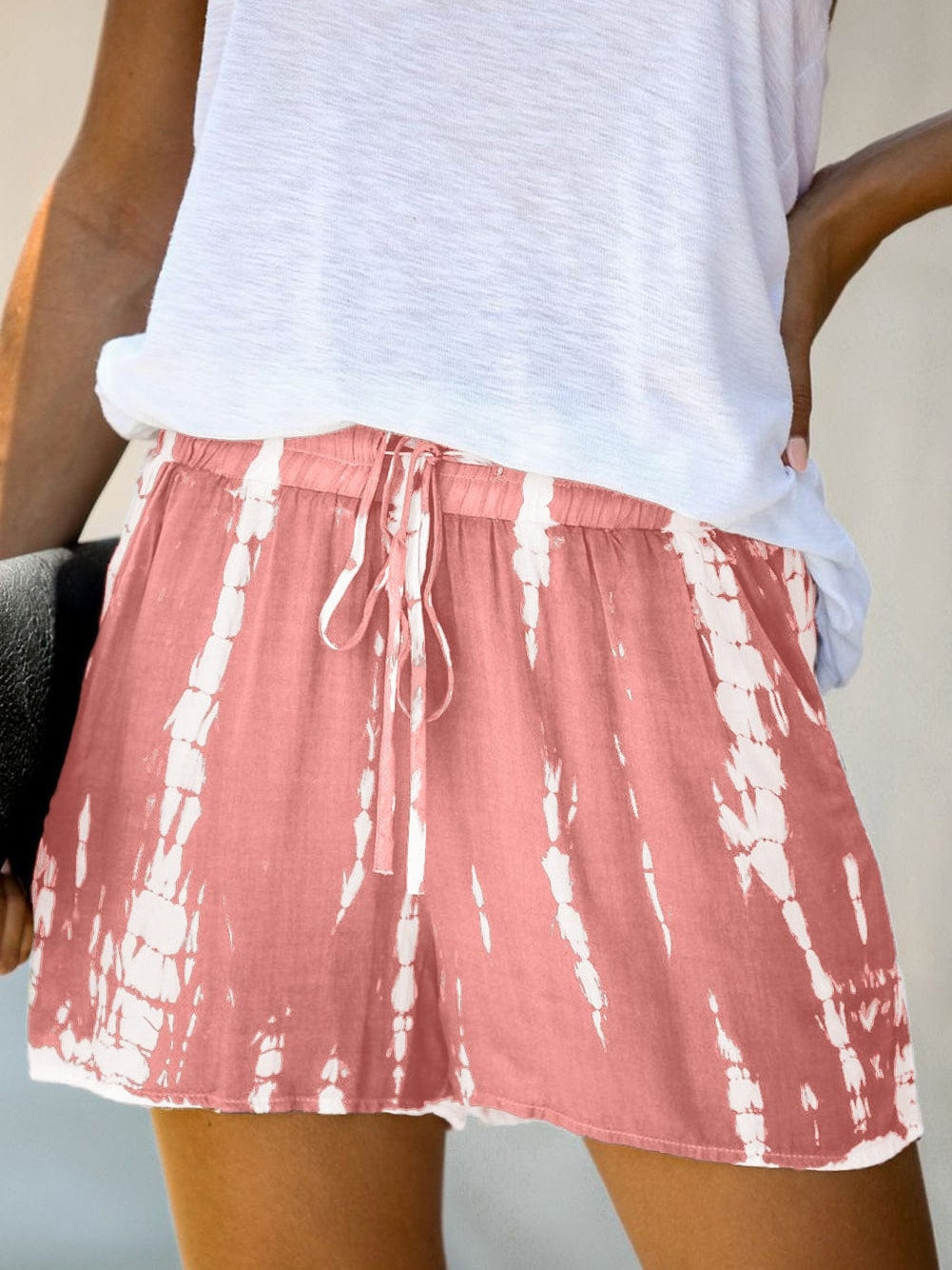 Boho Chic Pink Tie Dye Drawstring Summer Shorts