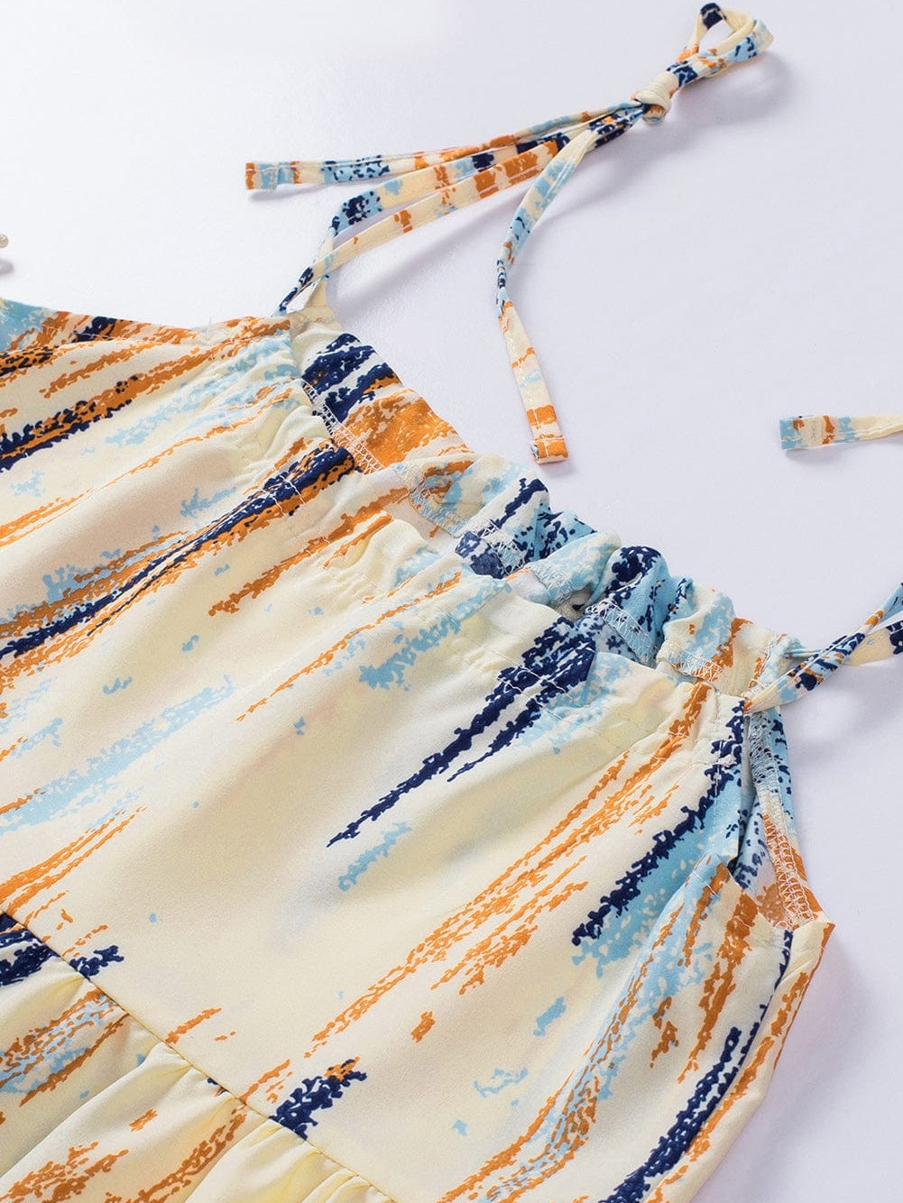 Boho Chic Striped Print Tie-Shoulder Mini Dress