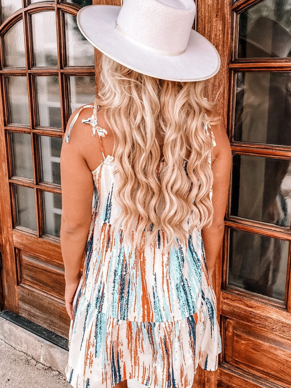 Boho Chic Striped Print Tie-Shoulder Mini Dress