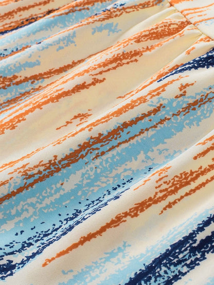 Boho Chic Striped Print Tie-Shoulder Mini Dress