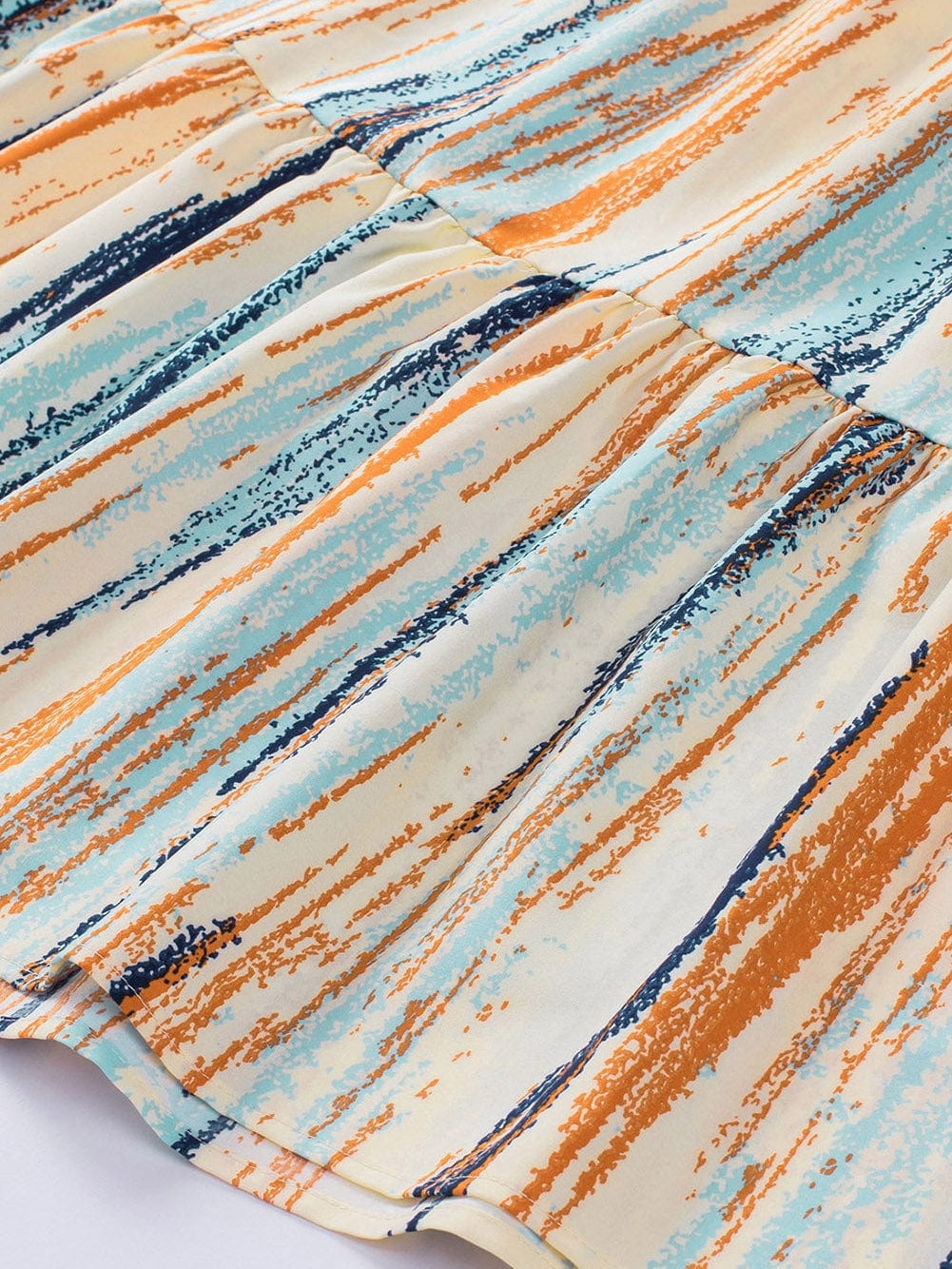 Boho Chic Striped Print Tie-Shoulder Mini Dress