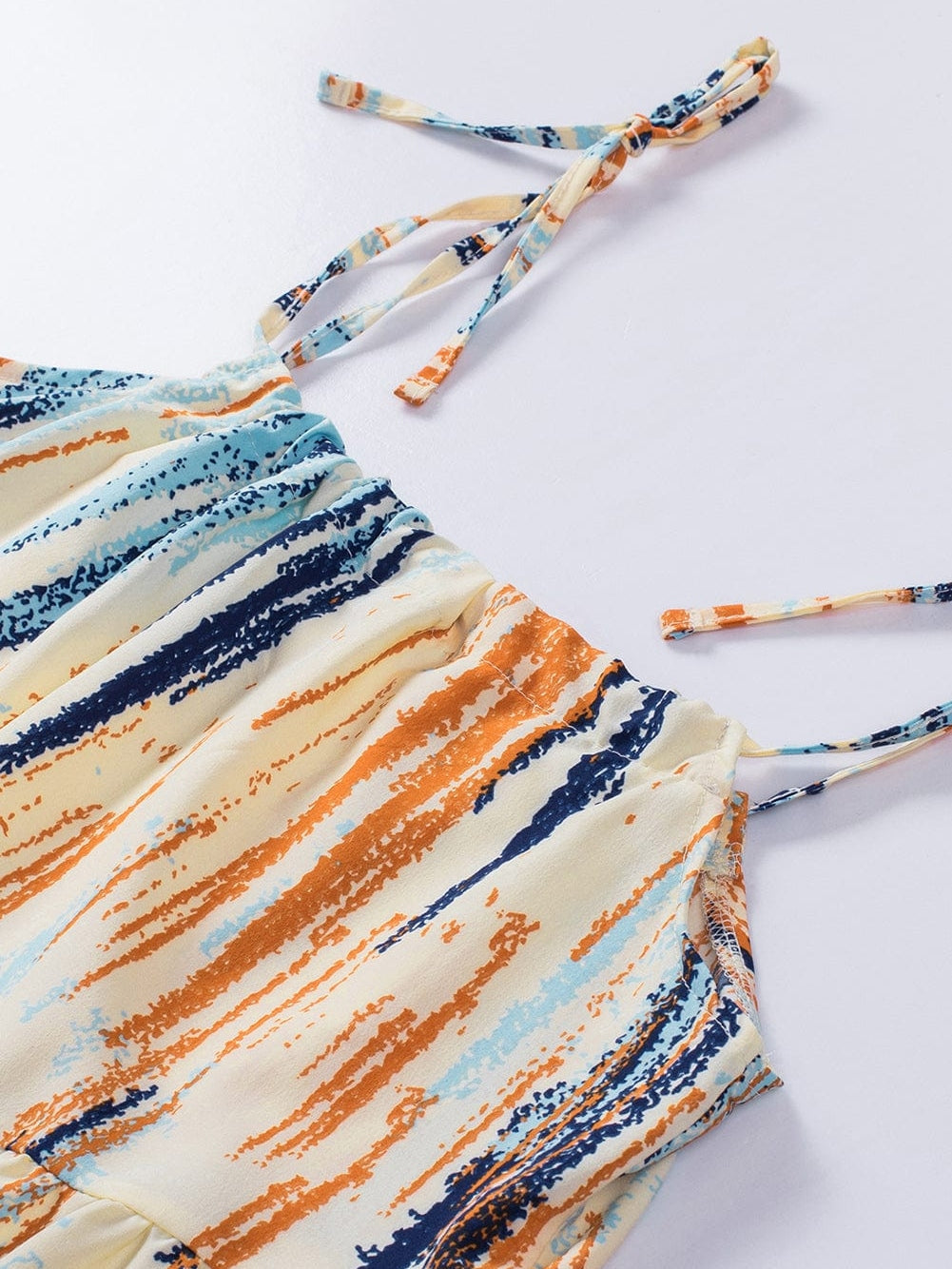 Boho Chic Striped Print Tie-Shoulder Mini Dress