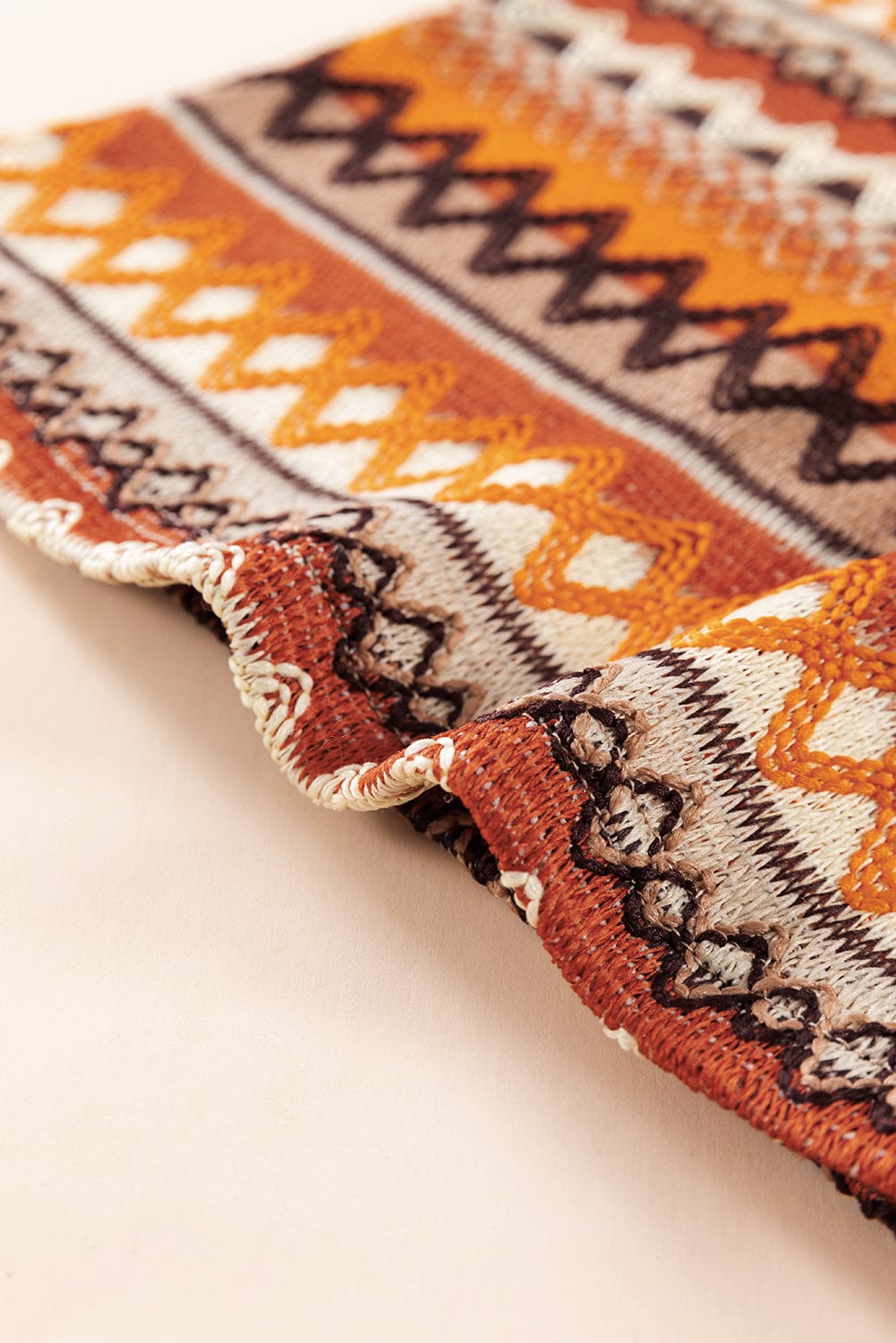 Boho Orange Geometric Jacquard Tank Top for Summer Adventures