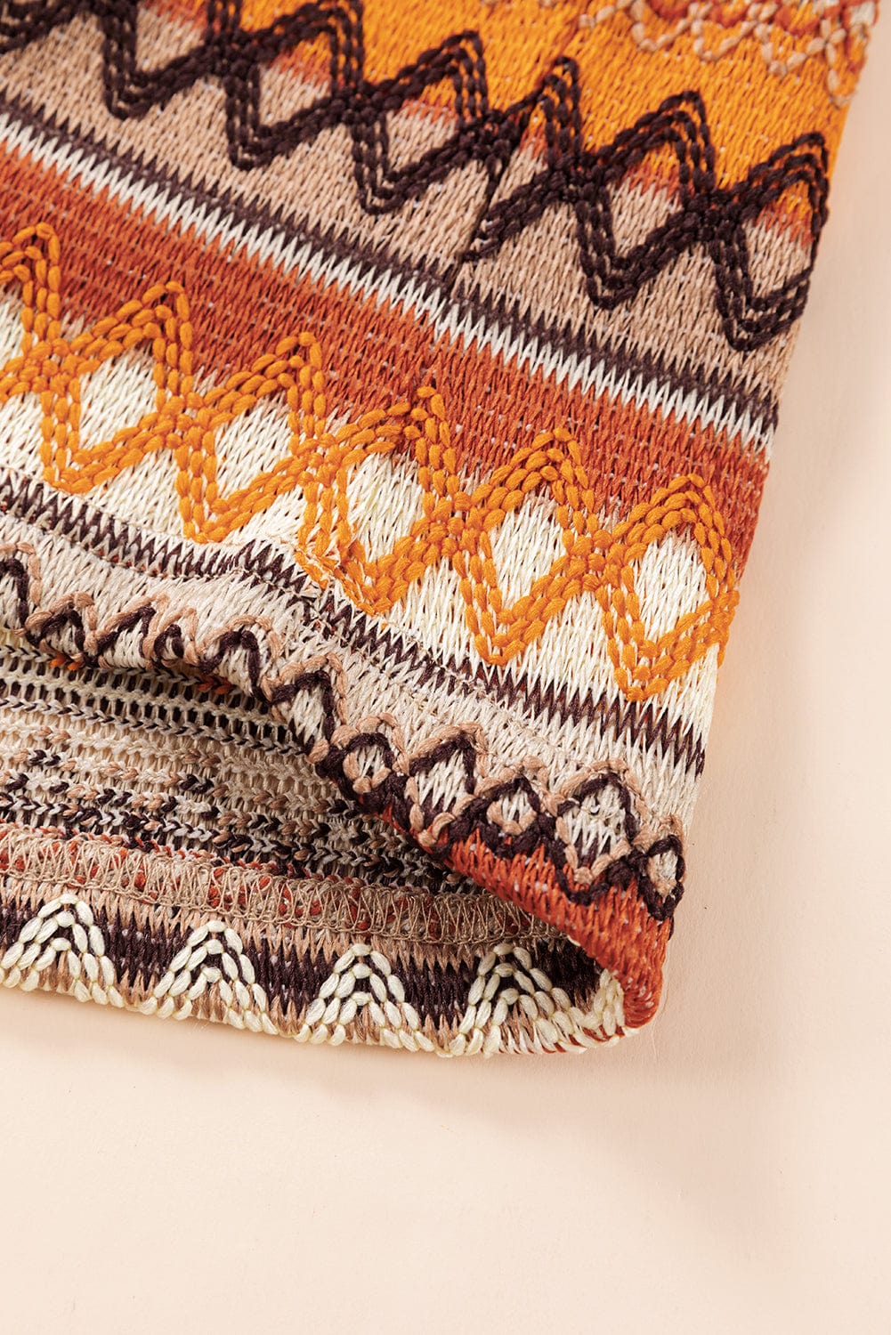 Boho Orange Geometric Jacquard Tank Top for Summer Adventures