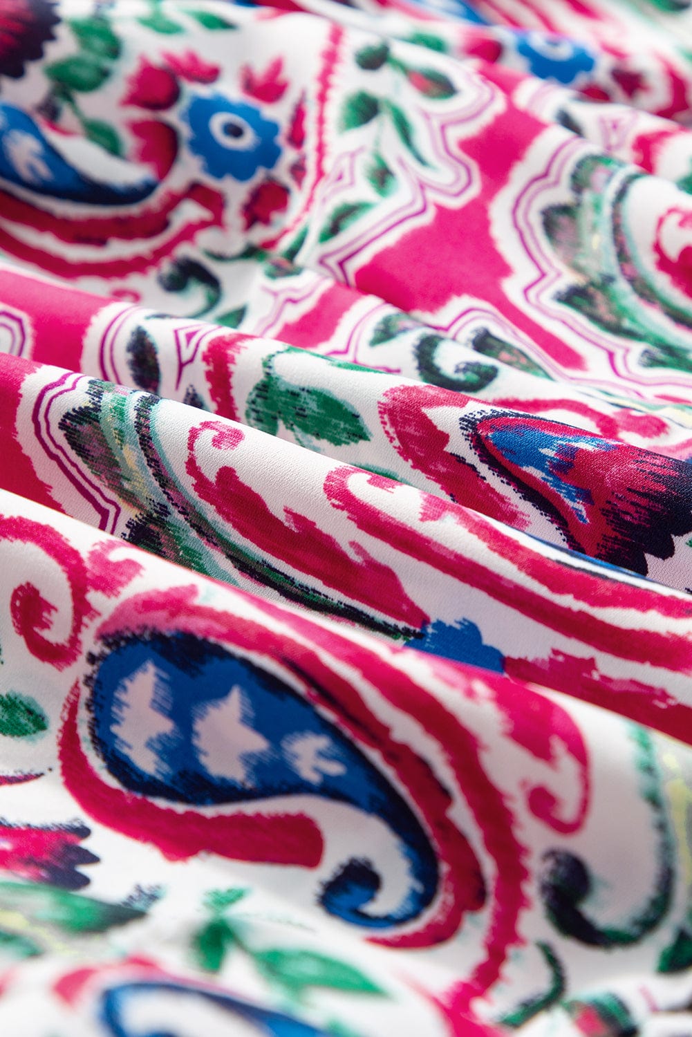 Boho Pink Floral Print Tie Neck Mini Dress