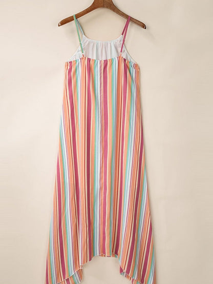 Boho Striped Sleeveless Maxi Dress for Summer Holidays