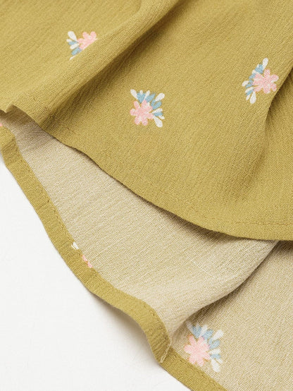 Boho Yellow Floral Ruffle Midi Dress