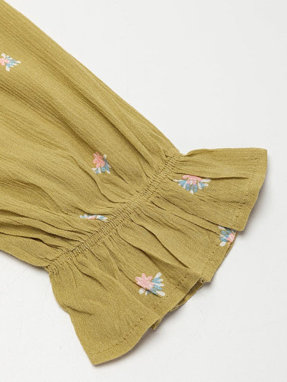 Boho Yellow Floral Ruffle Midi Dress