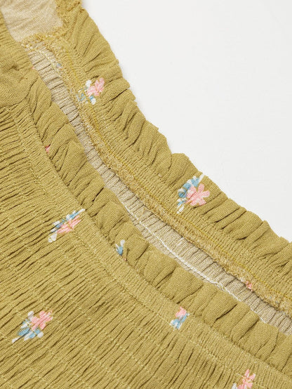 Boho Yellow Floral Ruffle Midi Dress