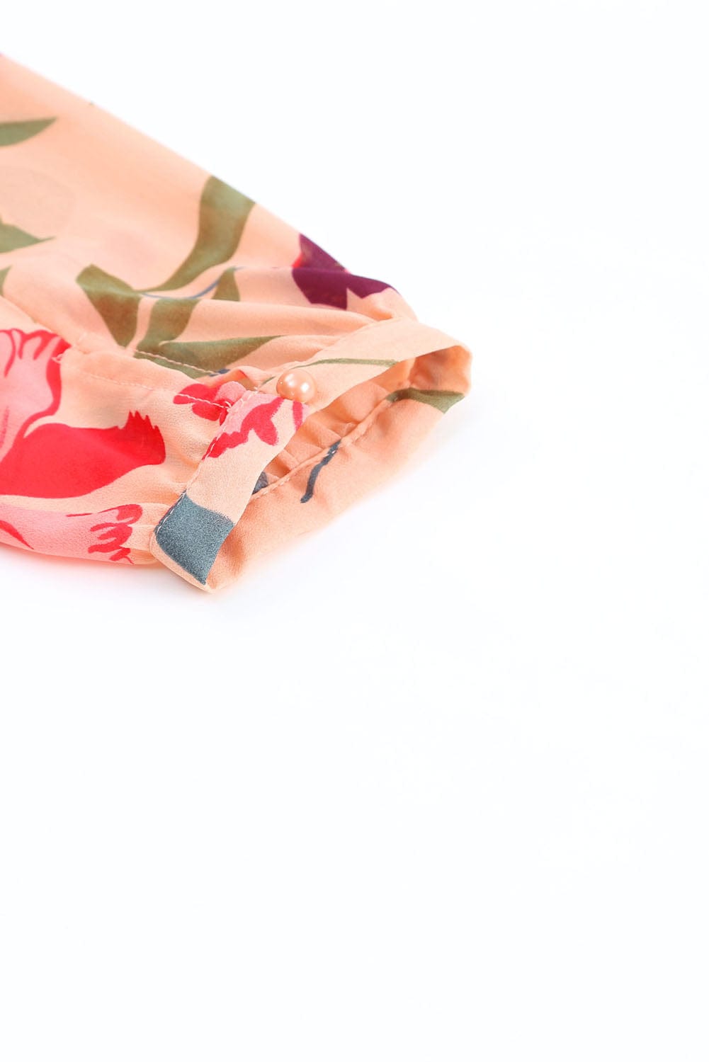 Bold Red Bloom Frilled Neckline Long Sleeve Dress with Flounce