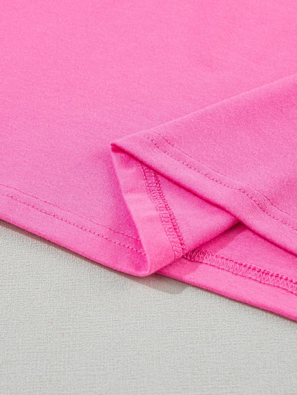 Bonbon Abstract Print Ruffle Sleeve V-Neck T-shirt