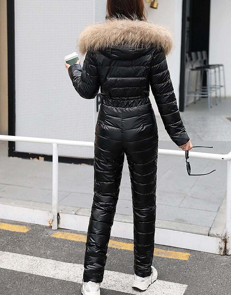 Women's Jumpsuit Ski Suit Outdoor Winter Thermal Warm Windproof Detachable Hood Windbreaker Snow Suit for Skiing Camping / Hiking Snowboarding Ski