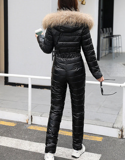 Women's Jumpsuit Ski Suit Outdoor Winter Thermal Warm Windproof Detachable Hood Windbreaker Snow Suit for Skiing Camping / Hiking Snowboarding Ski