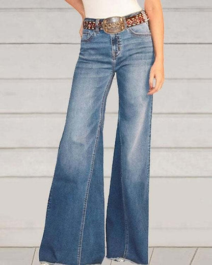 Women's Jeans Denim Plain Blue Dark Blue Fashion Full Length Casual Daily Weekend Autumn / Fall