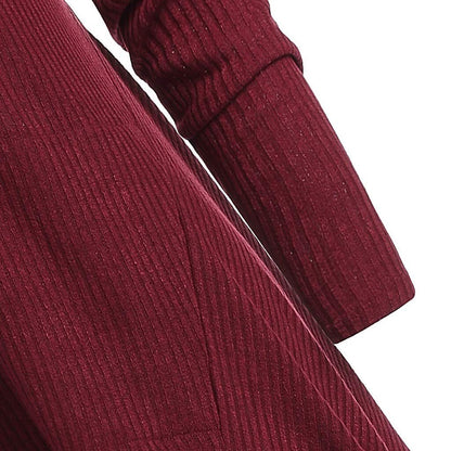 Women's Pullover Solid Color Casual Long Sleeve Regular Fit Sweater Cardigans Fall Winter Wine Black Pink