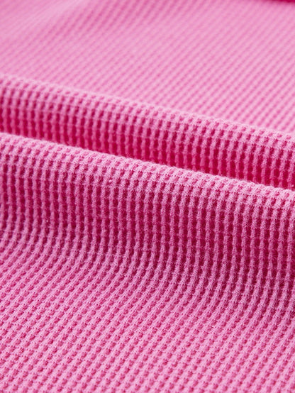 Bright Pink Oversized Mineral Wash Textured Bracelet Sleeve Top